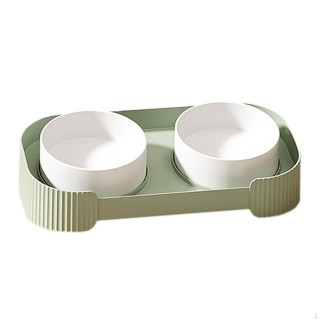 Keramik-Katzennäpfe-Set für Futter und Wasser, erhöhtes Design für Katzen und Welpen grün