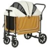 PawHut Hundewagen Hundebuggy klappbar für Hunde & Katzen bis 30 kg Katzenbuggy mit Kissen Netzfenstern 2 Türen Aufbewahrungst