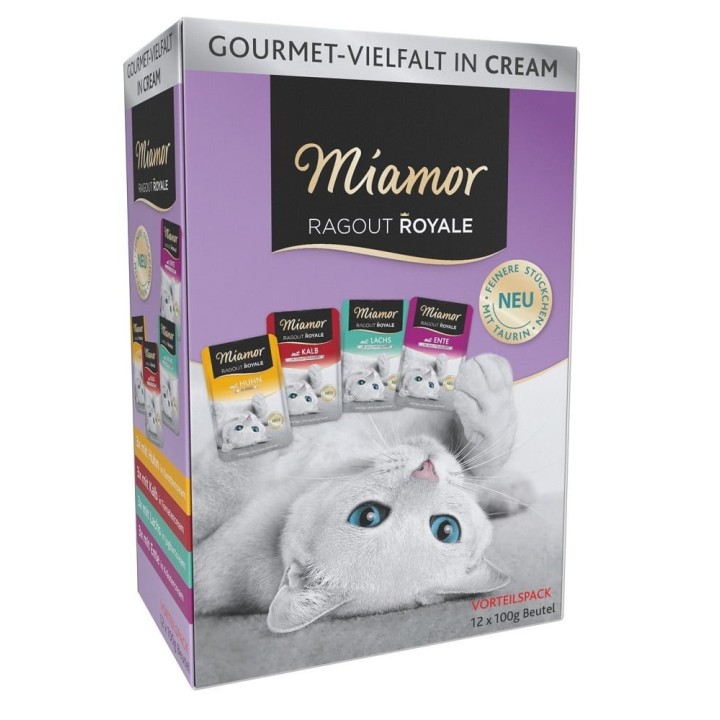 MIAMOR Ragout Royale Multibox 12 x 100 g Fisch- und Fleischaromen in Sahne