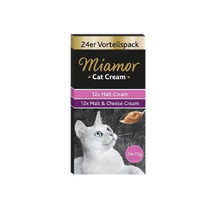MIAMOR Cat Cream Mischung Malzpaste + Käse 24 x 15 ml