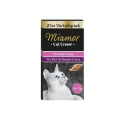 MIAMOR Cat Cream Mischung Malzpaste + Käse 24 x 15 ml