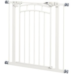 PawHut Hundeschutzgitter ausziehbar 74-80 cm, Doppelschloss, automatische Schließung, Treppengitter ohne Bohren, Höhe 76 cm,