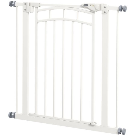 PawHut Hundeschutzgitter ausziehbar 74-80 cm, Doppelschloss, automatische Schließung, Treppengitter ohne Bohren, Höhe 76 cm,