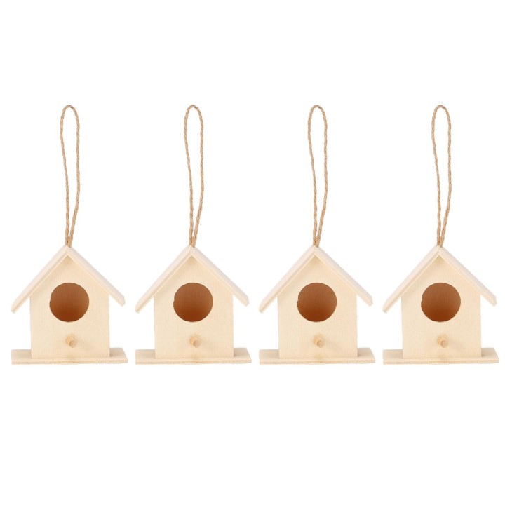 4PCS Holz Vogel Nester Hängen Vogelhaus Zucht Box Vogel Käfig für Garten DIY Decor
