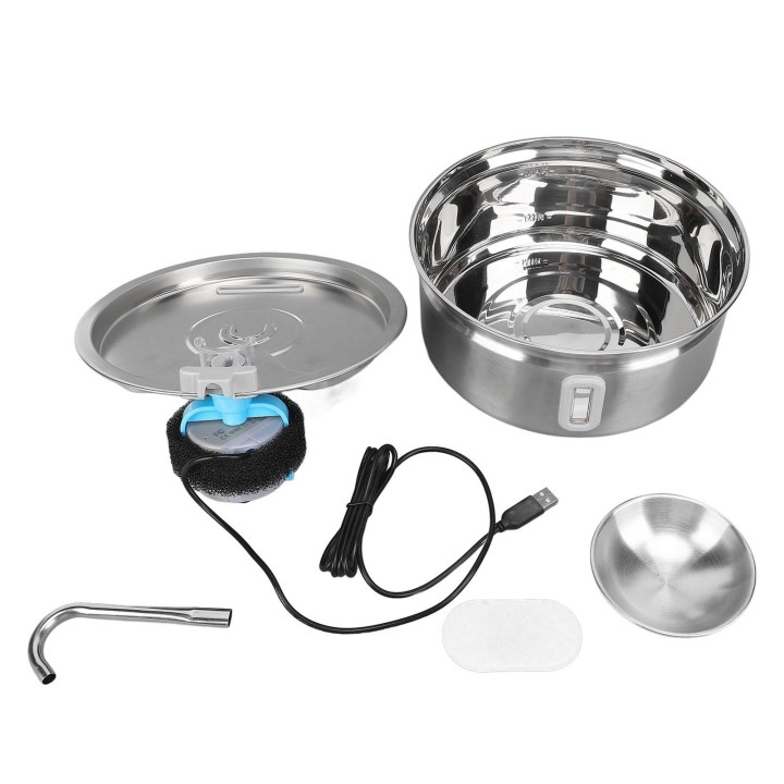 Katzenwasserbrunnen Edelstahl 3,2L Automatische Zirkulation Haustier Trinkspender Ruhiger Hund