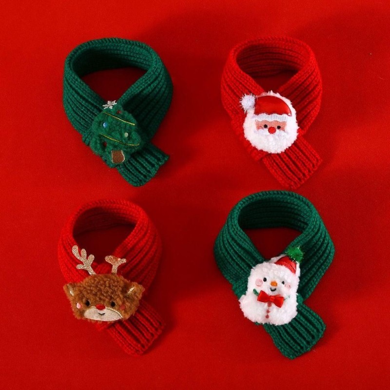 Grüner Haustier Winter Strickschal Wolle Weihnachtsmütze Katzenhalsband Warmer Schal Katze 9