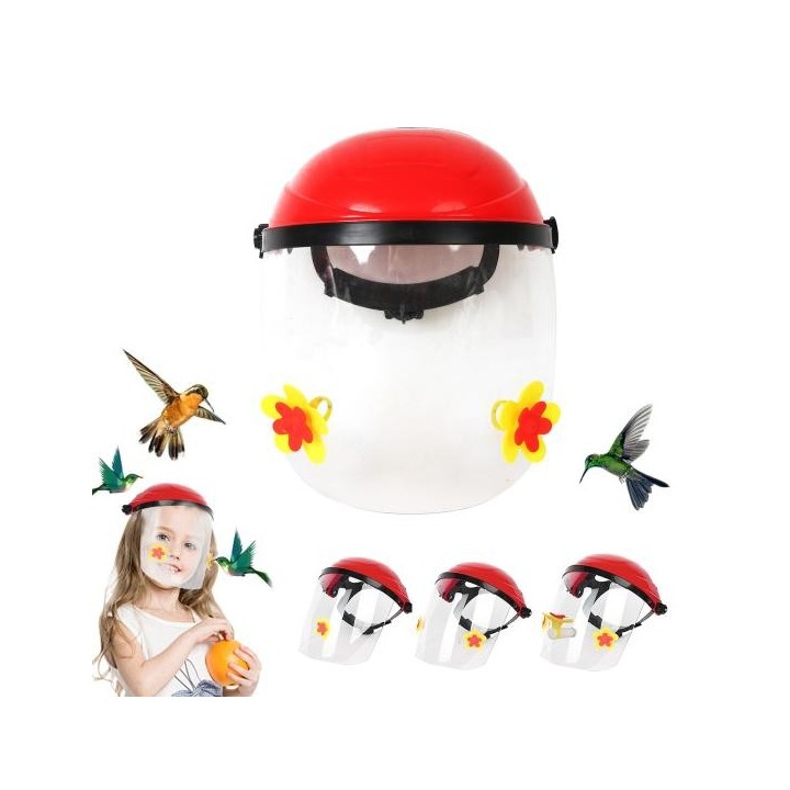 Kolibri-Futterhelm, tragbarer Kolibri-Futterhut, freihändige Vogelfutterstation für den Außenbereich mit Blumenfütterungsöffn