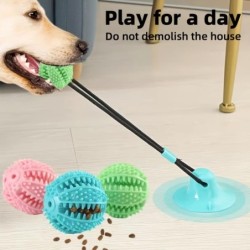 Interaktives Hundespielzeug mit Saugnapf, Geräuschen und Futterauslauf – Robuster Trainingsball aus Gummi für Puzzle- und Tau