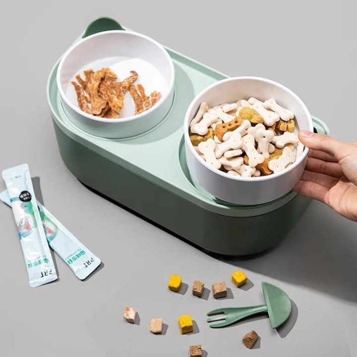 Katzenfutternapf Erhöhter Katzennapf Keramik-Futterspender für Katzen und Hunde Hundefutterspender Doppelnapf für Katzen mit