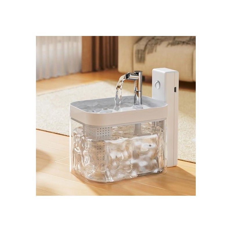 Drahtloser Katzenwasserbrunnen 1,5 l automatischer Haustierwasserspender USB wiederaufladbar kabellos