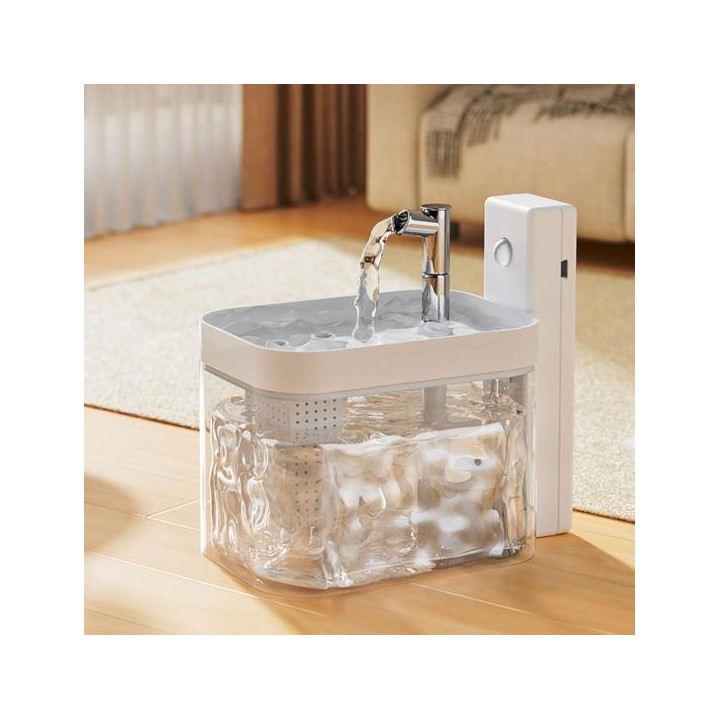 Drahtloser Katzenwasserbrunnen 1,5 l automatischer Haustierwasserspender USB wiederaufladbar kabellos