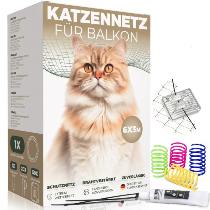 WOOWOOD Katzennetz Balkon ohne Bohren