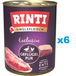 RINTI Singlefleisch Exclusive Poultry Pure Monoprotein Geflügel 6x800 g