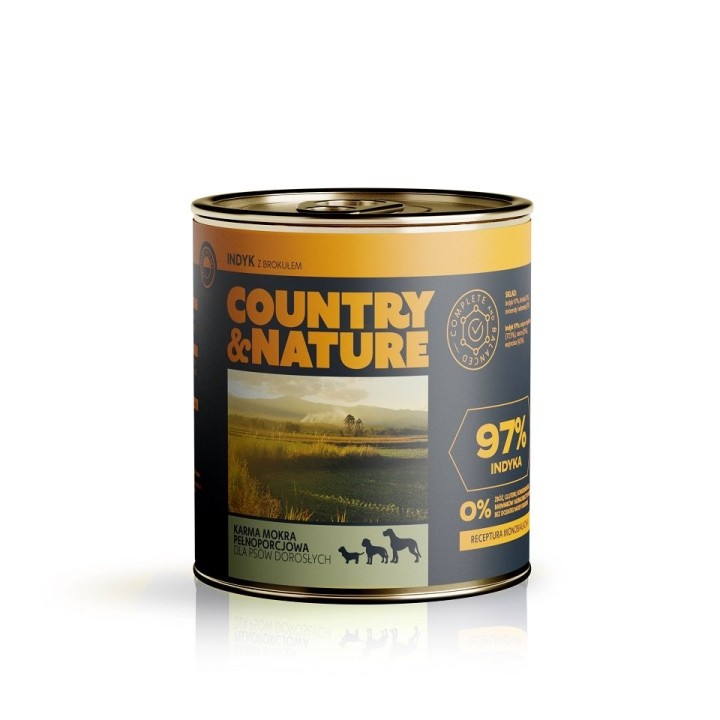 COUNTRY&NATURE Getreidefreies Nassfutter Truthahn mit Broccoli 850g