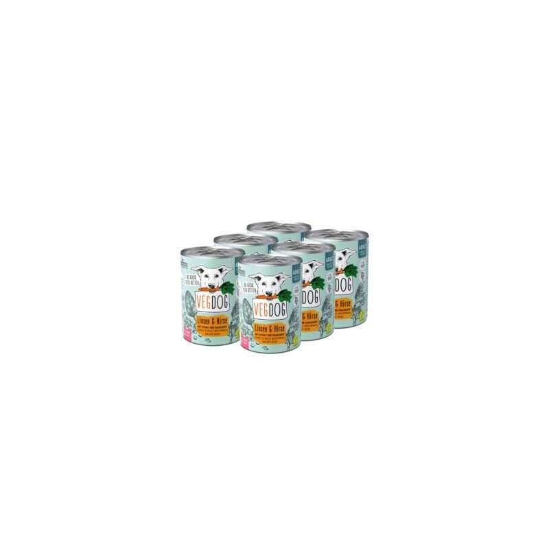 VEGDOG Nassfutter Adult Linsen & Hirse Vorteilspack 6x400 g