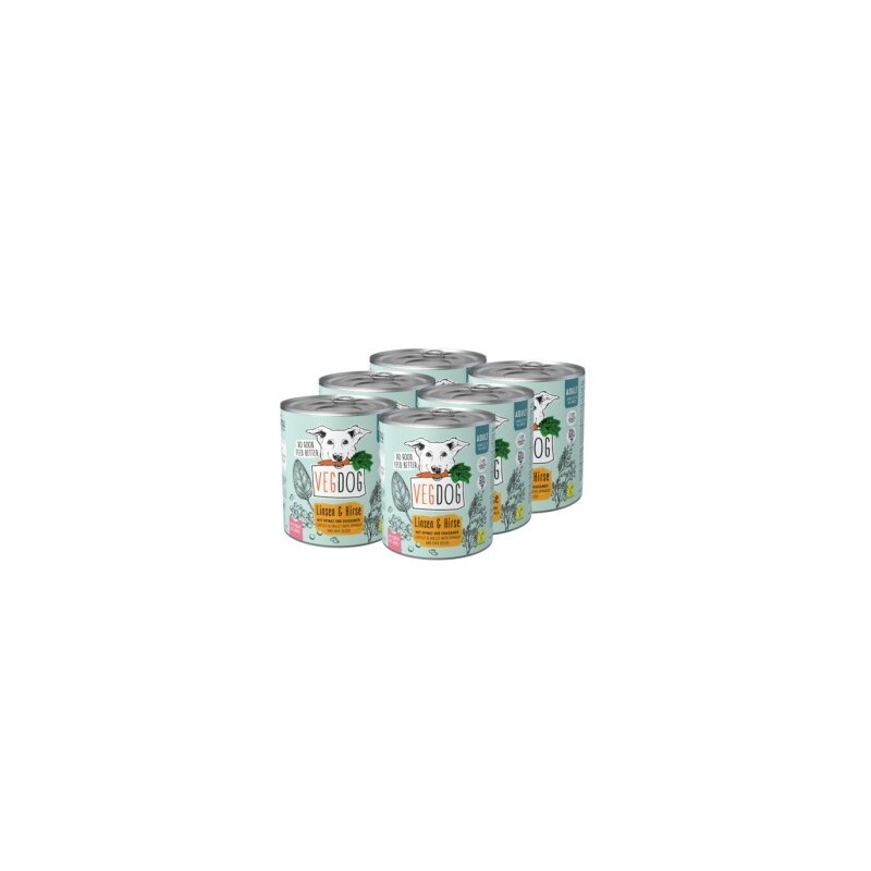 VEGDOG Nassfutter Adult Linsen & Hirse Vorteilspack 6x800 g