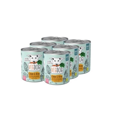 VEGDOG Nassfutter Adult Linsen & Hirse Vorteilspack 6x800 g