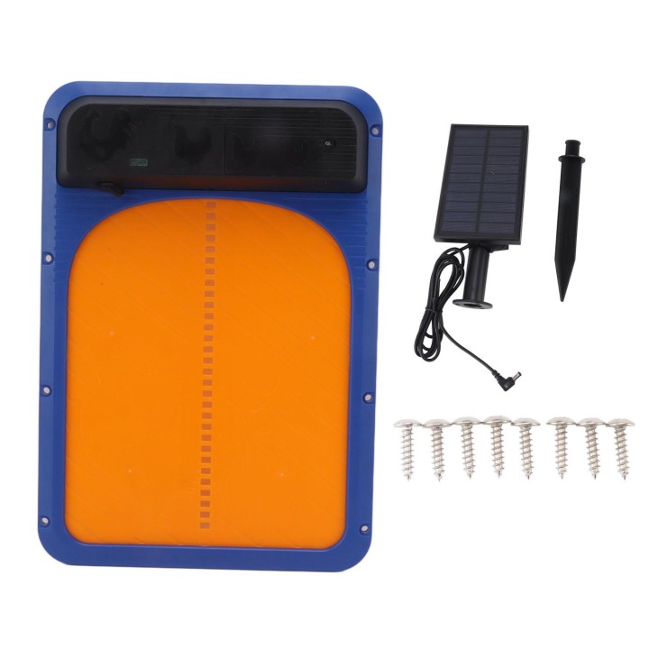 Automatische Hühnerstalltür, solarbetriebene, sichere Hühnerstalltür mit Lichtsensor für Geflügel, Blau blau