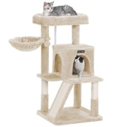 FEANDREA Katzenturm, große Katzenhängematte, Tragkraft 10 kg, Katzenturm, natürliches Sisal, großes Haus, Stabilität 96 cm, P