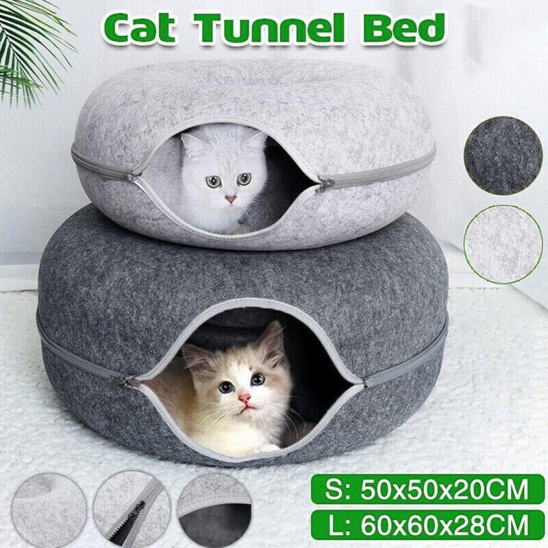 Katzenbett aus Filz, für alle Jahreszeiten, universelles Katzenspielzeug, Donut-Katzenbett, langlebiges Design mit Doppelfunk