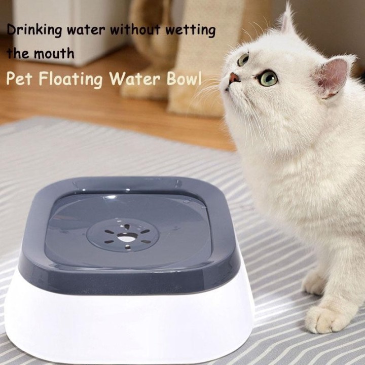 Haustiernapf, spritzwassergeschützt, schwimmend, nicht nasser Mund, Hundewassernapf, 1 l, rutschfest, gebogen, Hundetränke, A