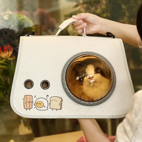 Katzentragetasche mit Fenster, transparent, atmungsaktiv, Haustier-Handtasche, Raumkapsel, Outdoor-Reiserucksack, Katzen-Eink