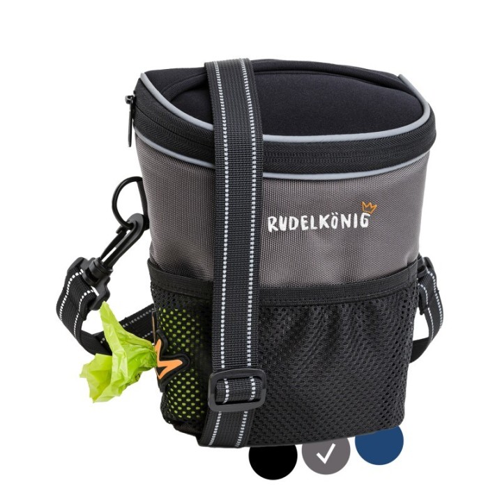 Rudelkönig Leckerlibeutel – Futterbeutel mit Kotbeutelspender grau