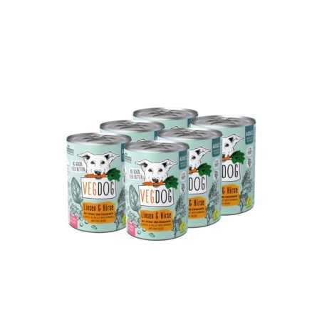 VEGDOG Nassfutter Adult Linsen & Hirse Vorteilspack 6x400 g