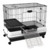 PawHut Kleintierkäfig mit Räder, 2 Türen, Plattform, Bodenfach, Metall, Schwarz, 81,2 x 52,7 x 66 cm   Aosom