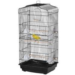 Pawhut Vogelkäfig Vogelvoliere mit Futtertrögen, Sitzstangen, herausnehmbarem Kotbrett, Käfig für Kanarienvögel, Wellensittic