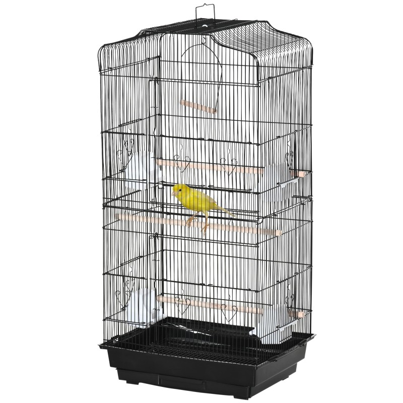 Pawhut Vogelkäfig Vogelvoliere mit Futtertrögen, Sitzstangen, herausnehmbarem Kotbrett, Käfig für Kanarienvögel, Wellensittic