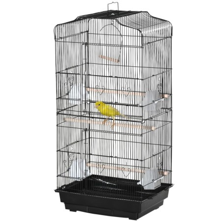 Pawhut Vogelkäfig Vogelvoliere mit Futtertrögen, Sitzstangen, herausnehmbarem Kotbrett, Käfig für Kanarienvögel, Wellensittic