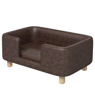 PawHut Hundesofa Hundekissen Katzenbett mit weichem Rand massiven Holzbeinen Gesamtmaße 74 x 48,5 x 31 cm Mikrofaserbezug in