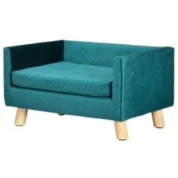 PawHut Hundesofa Katzenbett skandinavisches Design mit flauschigem Kissen massiven Holzfüßen Maße 64 x 45 x 36 cm Velours Ent