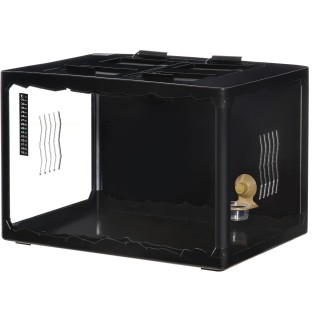 PawHut Terrarium für Landschildkröten, Chamäleon, Leguan, Gecko und andere Reptilien mit Thermometer 18-34℃, 60x40x40,5cm, Sc