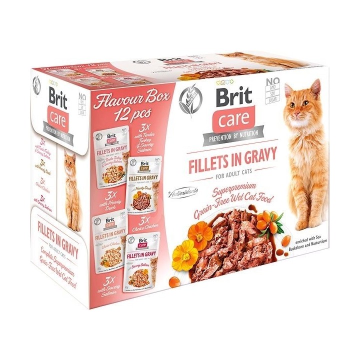 BRIT Care Cat Flavour Box for Adult Cats Fillets in Gravy 12 x 85 g