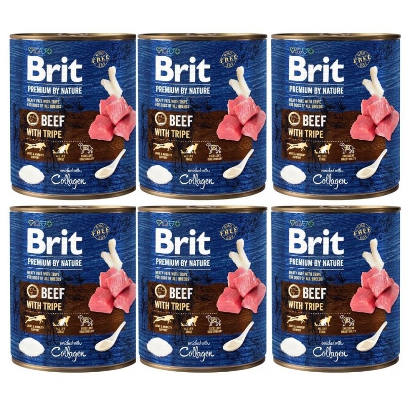 BRIT Premium by Nature 6x800 g Rindfleisch und Innereien für Hunde