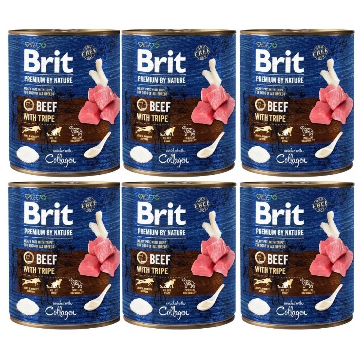 BRIT Premium by Nature 6x800 g Rindfleisch und Innereien für Hunde