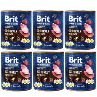 BRIT Premium 6x800 g Natürliches Truthahn- und Leberfutter für Welpen