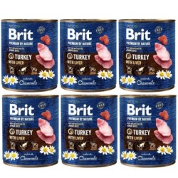 BRIT Premium 6x800 g Natürliches Truthahn- und Leberfutter für Welpen