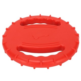 Hund Flying Disc Spielzeug Flexible TPR Squeezing Stress Relief 2 Seiten Hohl Design Pet Training Flying rot