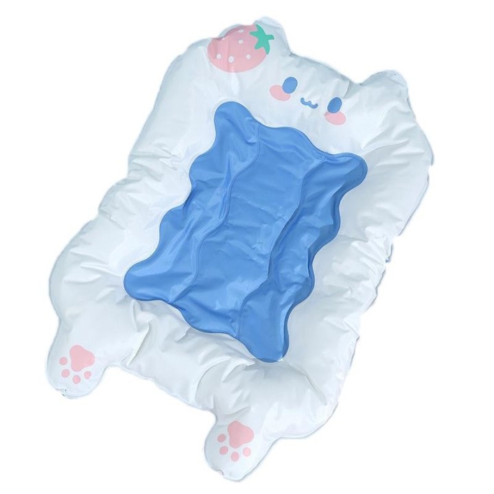 Haustier-Kühlmatte, wasserdicht, weich, niedliches Katzen-Eis-Pad-Bett mit Wirbelsäulenschutzkissen für Hunde im Sommer