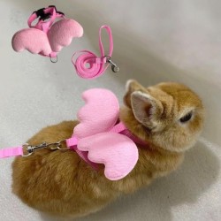Niedliches Kaninchengeschirr und Leine mit Engelsflügeln für Katzen, Kaninchen, personalisierte Kaninchengeschirre, Hasenzube