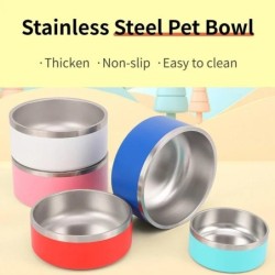 Edelstahl-Rundnapf für Hunde und Katzen, Doppel-Vakuum-Futternapf, große Kapazität, Hundefutter, Wassernapf, Hundezubehör, We
