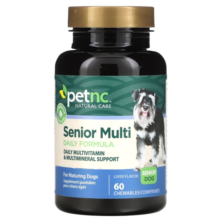 petnc NATURAL CARE, natürliche Haustierpflege, Senior-Multivitamin-Formel, Senior-Hund, Lebergeschmack, 60 Kautabletten