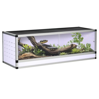 PawHut Terrarium Reptilienzuchtbox für Reptilien Amphibien Spinnentiere aus Aluminium Weiß+Silber+Schwarz 120 x 40 x 40 cm