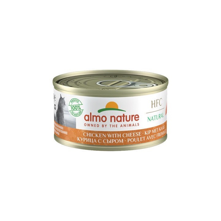 Almo Nature HFC 70 Natural Katzenfutter - Dosen - Huhn & Käse - 24 x 70 g