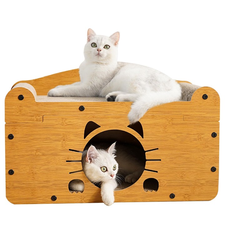 GLOLIT Großer Katzennagelschärfer, Katzensofa, multifunktional, aus Holz, große Größe, doppellagig, Katzennagelschärfer, Katz