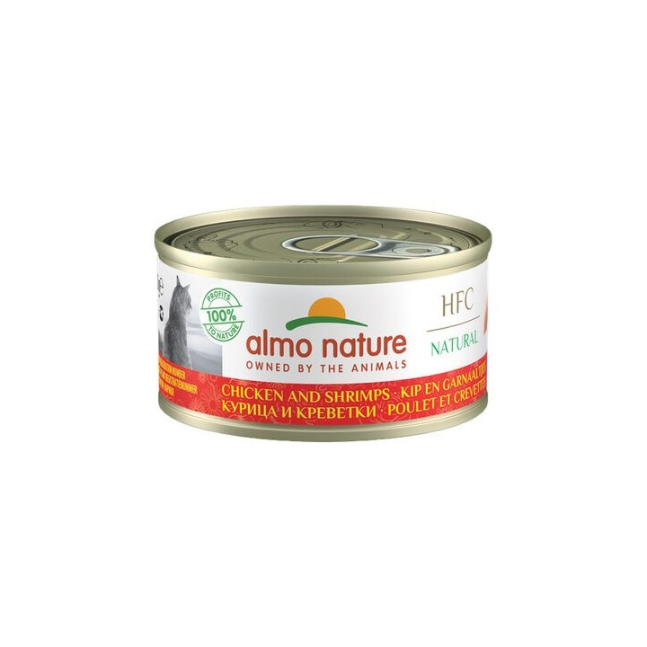 Almo Nature HFC 70 Natural Katzenfutter - Dosen - Huhn & Garnelen - 24 x 70 g