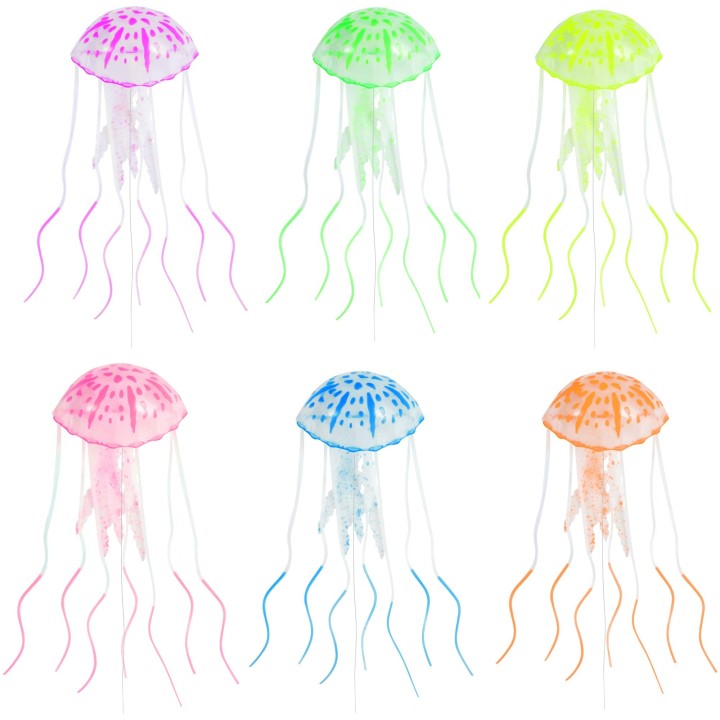 EnergyPower Zierquallen aus Silikon, künstliche Quallen, 6er-Set, fluoreszierende Farben, künstliche Quallen, bunte Imitation